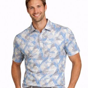Travis Mathew Blue and Gray Patterned Polo